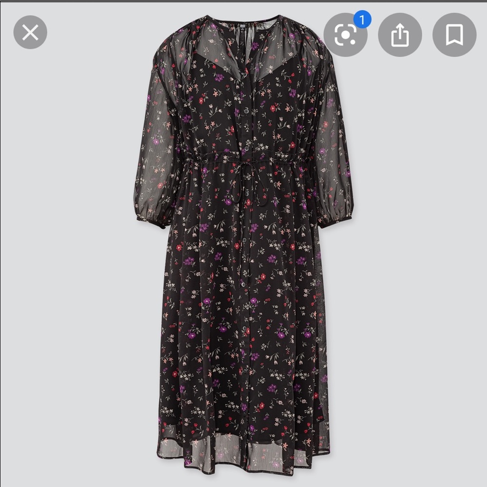 Uniqlo Joy of Print 3/4 sleeve chiffon dress, NWT
